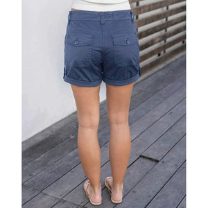 Grace and Lace Soft Cargo Shorts - Navy