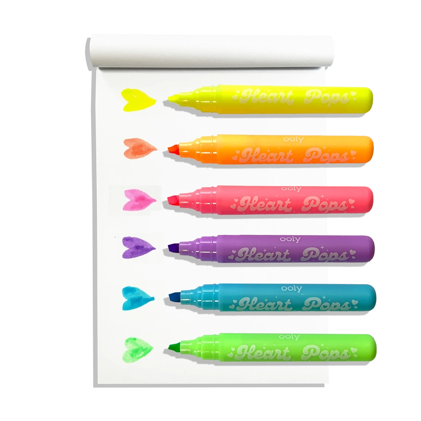 Heart Pops: Neon Highlighters (Set of 6)