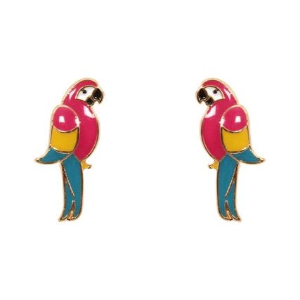 Parrot Enamel Stud Earrings