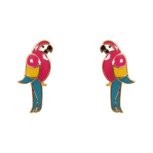 Parrot Enamel Stud Earrings