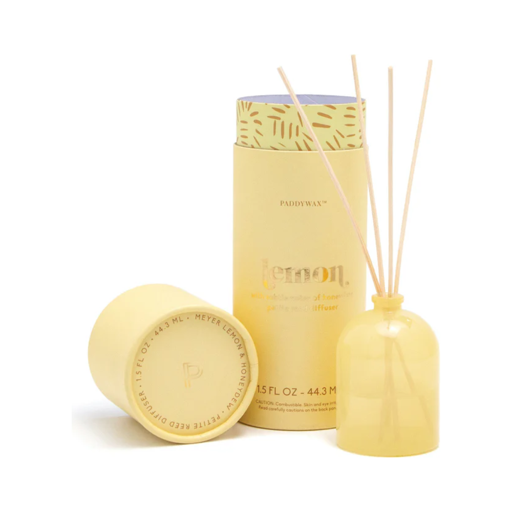 Paddywax Petite Collection Scented Oil Reed Diffuser, Mini - 1.5-Ounce, Yellow-Meyer Lemon