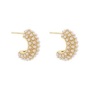 Mini Pave Pearl Hoops
