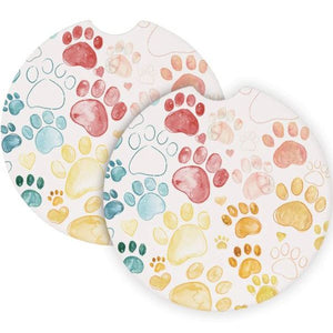 Paw Prints Colorful - Car Coasters