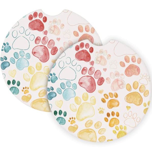 Paw Prints Colorful - Car Coasters