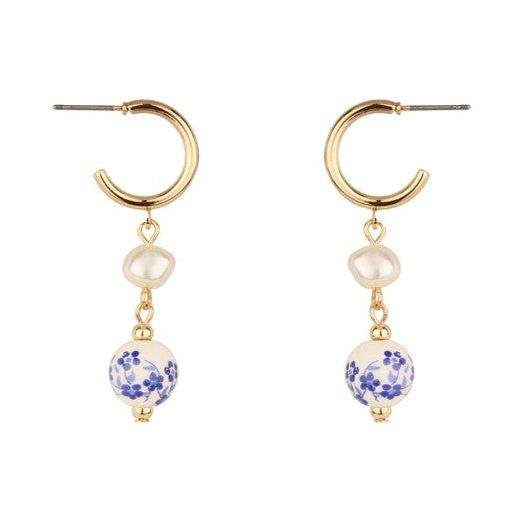 Pearl Ceramic Hoop Earring