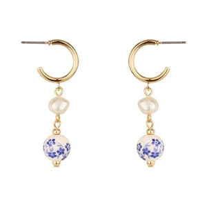 Pearl Ceramic Hoop Earring