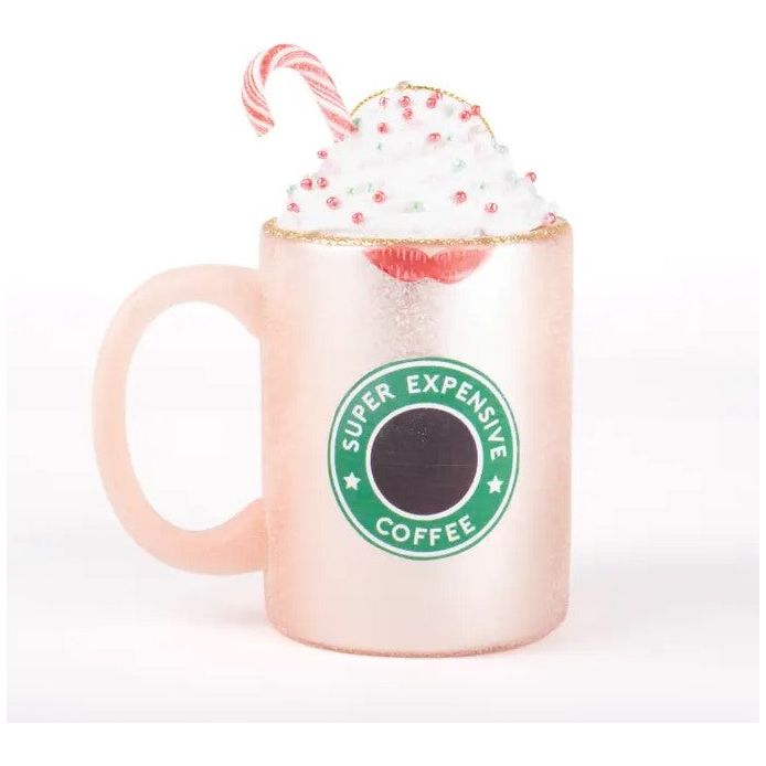 Peppermint Coffee Glass Ornament