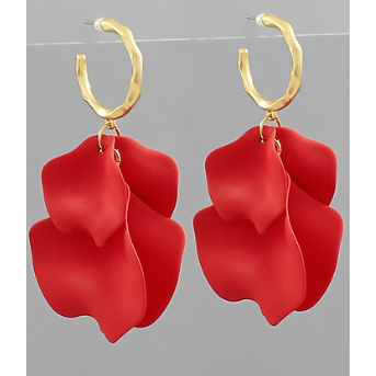 Petal Drop Earrings - Red