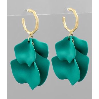 Petal Drop Earrings - Teal