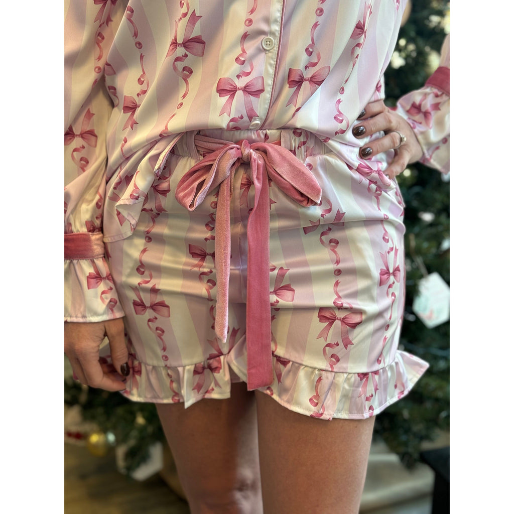 Celeste Satin Pajama Shorts - Light Pink