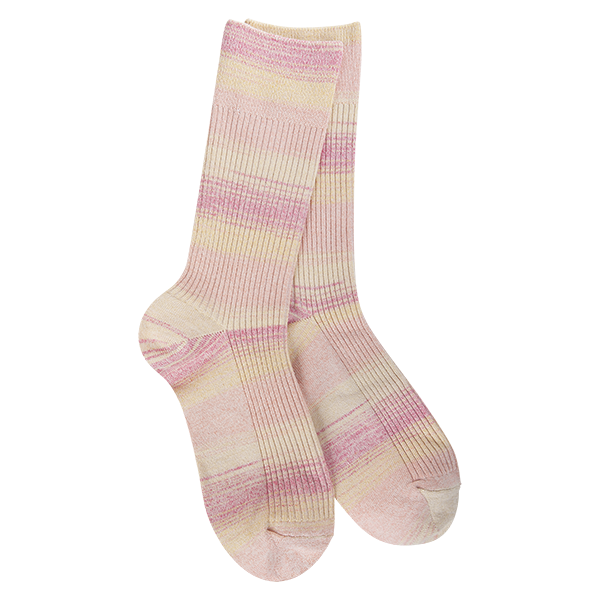 Weekend Ribbed Crew Socks - Pink Lemonade