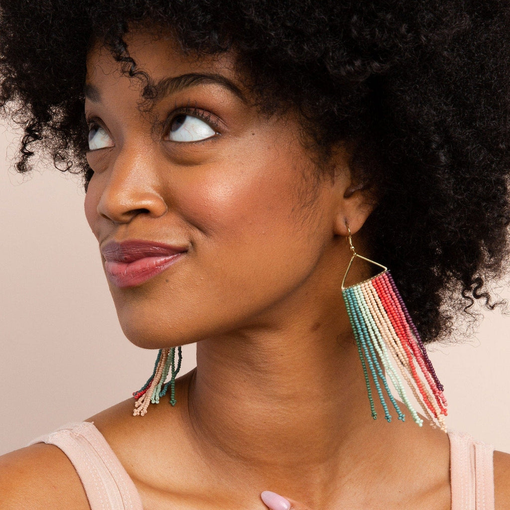 INK+ALLOY Emilie Vertical Stripe Beaded Earrings - Port