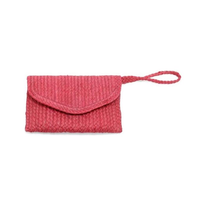 Portia Jute Clutch Wristlet - Pink
