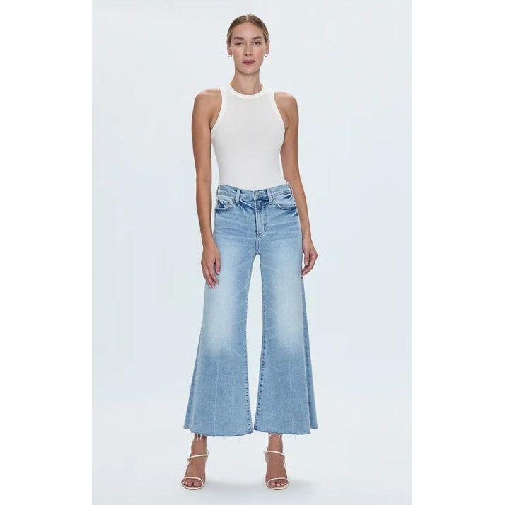 Pistola Izzy Mid Rise Wide Leg Crop Jean - Strive Light Wash