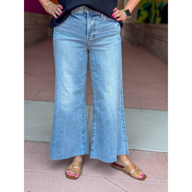 Pistola Izzy Mid Rise Wide Leg Crop Jean - Strive Light Wash