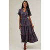 Miley Plaid Poplin Tiered Maxi Dress - Navy/Multi