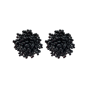 Pom Pom Bead Earrings - Black