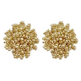 Pom Pom Bead Earrings - Gold