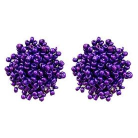 Pom Pom Bead Earrings - Purple