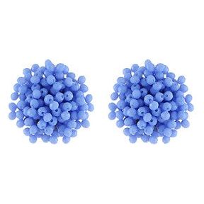 Pom Pom Bead Earrings - Blue
