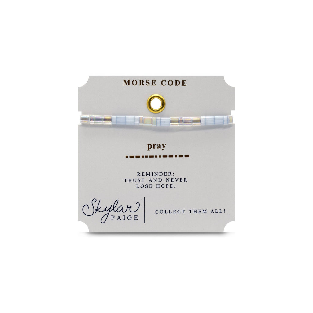 PRAY - Morse Code Tila Beaded Bracelet