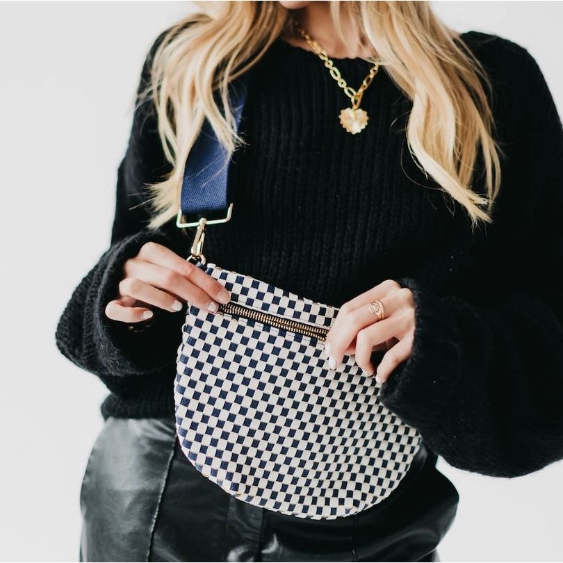 Westlyn Woven Bum Bag - Checkered Navy