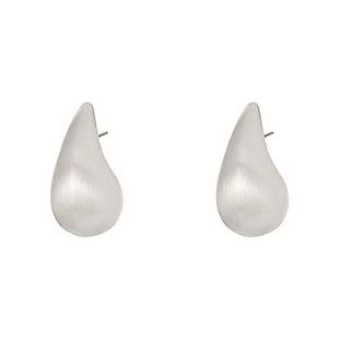 Puffy Teardrop Earrings - Matte Silver