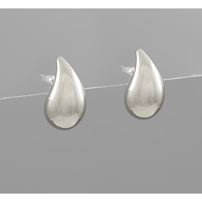 Teardrop Stud Earrings - Rhodium