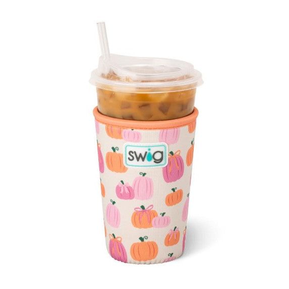 Swig Iced Cup Coolie (Medium) - Pumpkins and Bows
