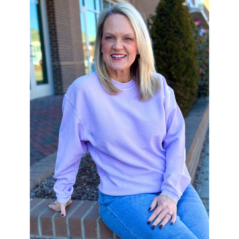 Calypso Essential Corded Crew Neck Sweatshirt - Orchid Petal