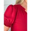 Evelyn Ruffled V-Neck Top - Red