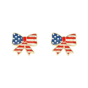 Patriotic Bow Stud Earrings