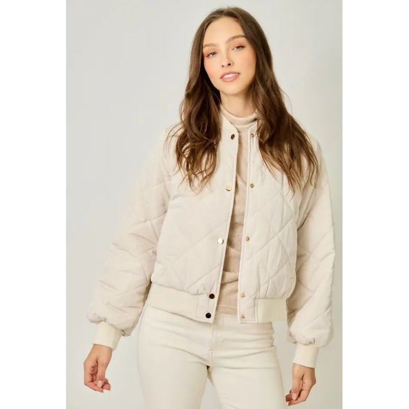 Reese Quilted Bomber Jacket - Ivory