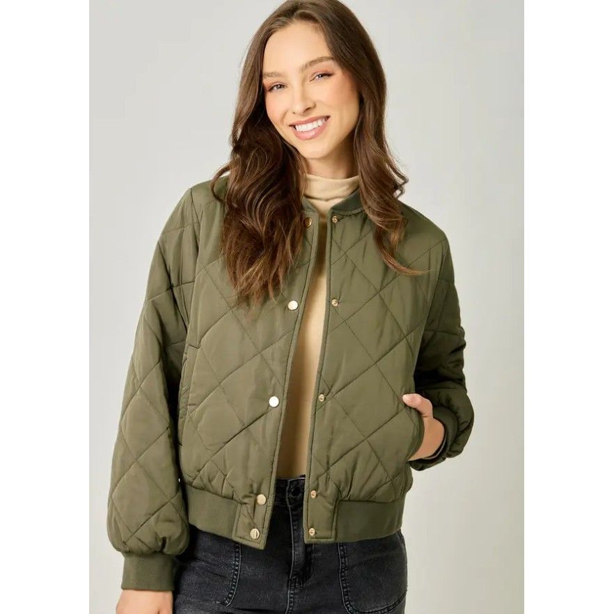 Reese Quilted Bomber Jacket - Olive