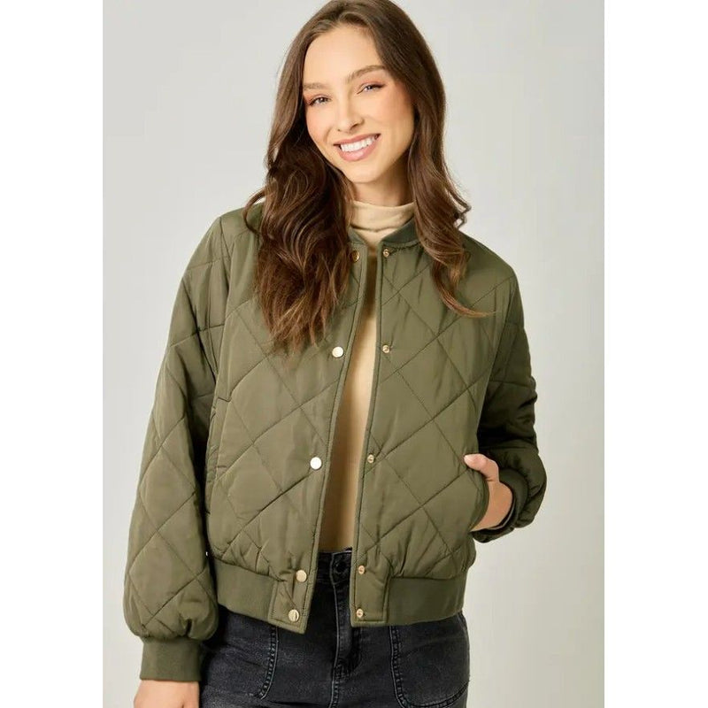 Reese Quilted Bomber Jacket - Olive