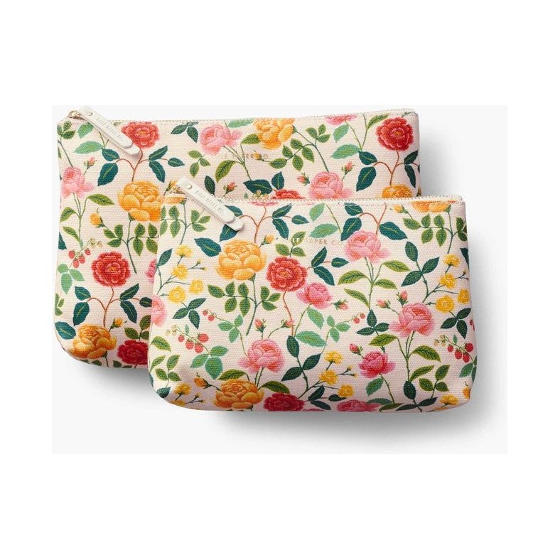 Rifle Paper Co. Roses Zippered Pouch Set