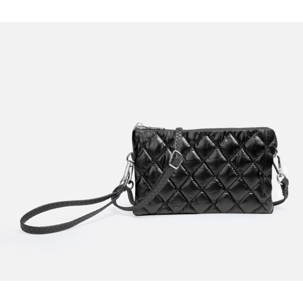 Riley Black Puffer Crossbody Wristlet