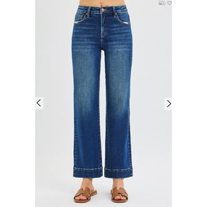 Risen Tummy Control High Rise Straight Jeans - Dark Wash