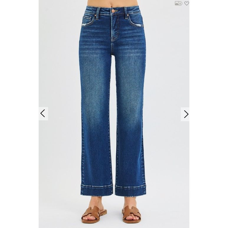 Risen Tummy Control High Rise Straight Jeans - Dark Wash