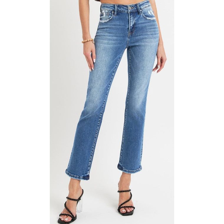 Risen Mid Rise Ankle Straight Jean - Dark Wash