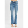 Risen Tummy Control Elastic Band Mid Rise Straight Jeans - Medium Wash