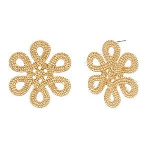 Rope Texture Statement Earrings - Gold