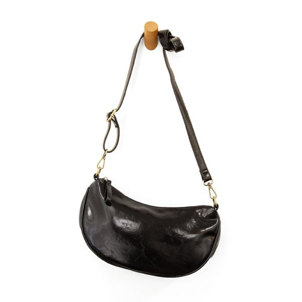 Rosalind Glossy Crossbody Bag  - Black