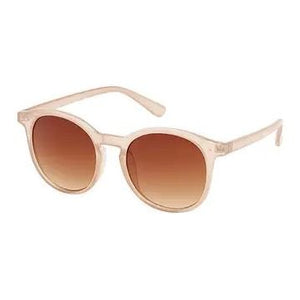 Rose Round Keyhole Sunglasses - Light Beige - Brown Lens