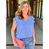 Leigh Ruffle Sleeve Blouse - Blue