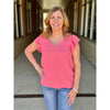 Leigh Ruffle Sleeve Blouse - Coral