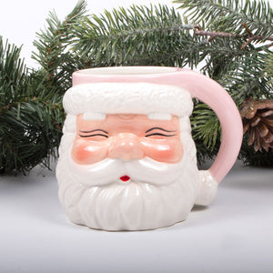 Pink Ceramic Santa Mug