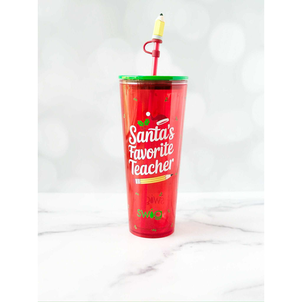 Swig 24 oz Plastic Tumbler - Santa's Favorite Teacher