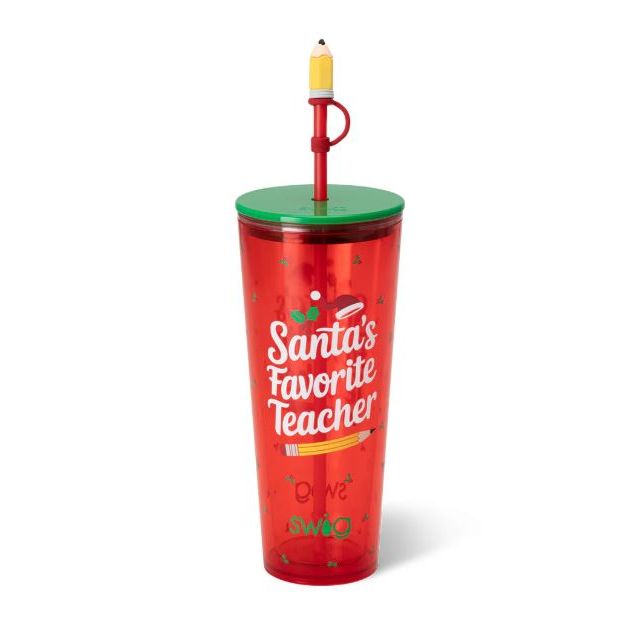 Swig 24 oz Plastic Tumbler - Santa's Favorite Teacher