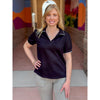 Shanelle Contrast Trim Polo Top - Black